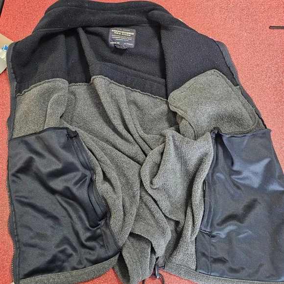 Vintage Abercrombie & Fitch Fleece Full Zip Vest L Navy Colorblock 90s Outdoor - Picture 7 of 10